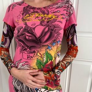 Vintage ed hardy! Coolest print and tattoo sleeves